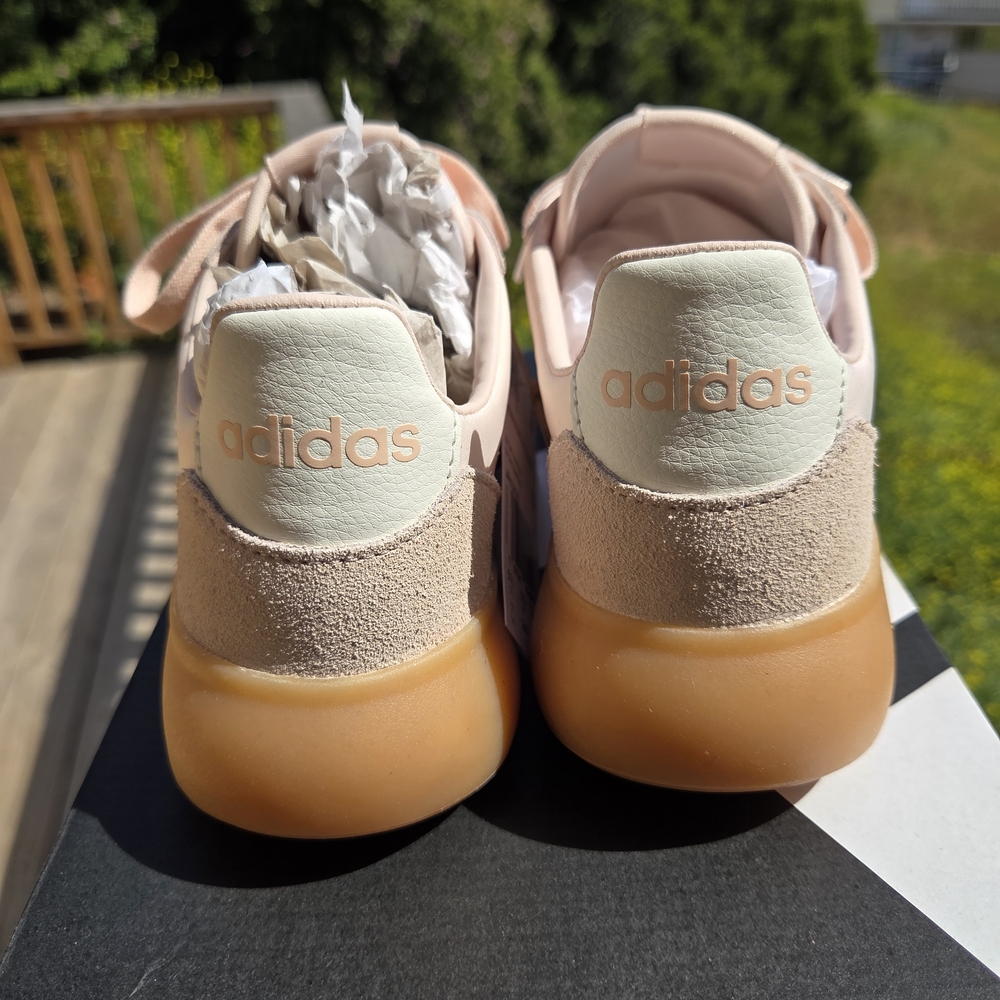 Adidas Women's Pastel Pink and Cream Sneakers - Picture 3 of 8